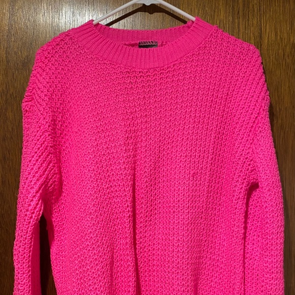 Sapphire Sweaters - Hot Pink Waffle popcorn sweater